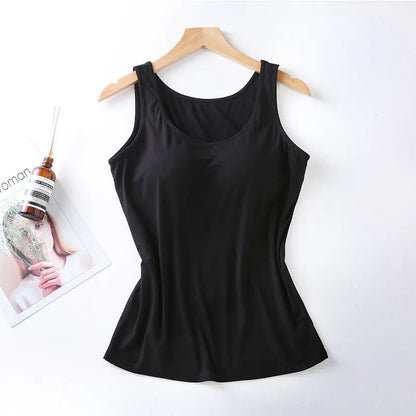 Women's Slim Fit Tank Top with Built-In Bra