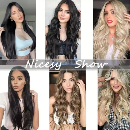 22 Inch Curly Wavy Clip In Hair Extensions Synthetic