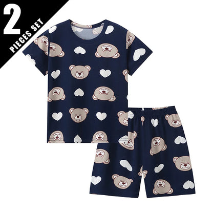 Children's Casual Joker Bear Print Pajama Set