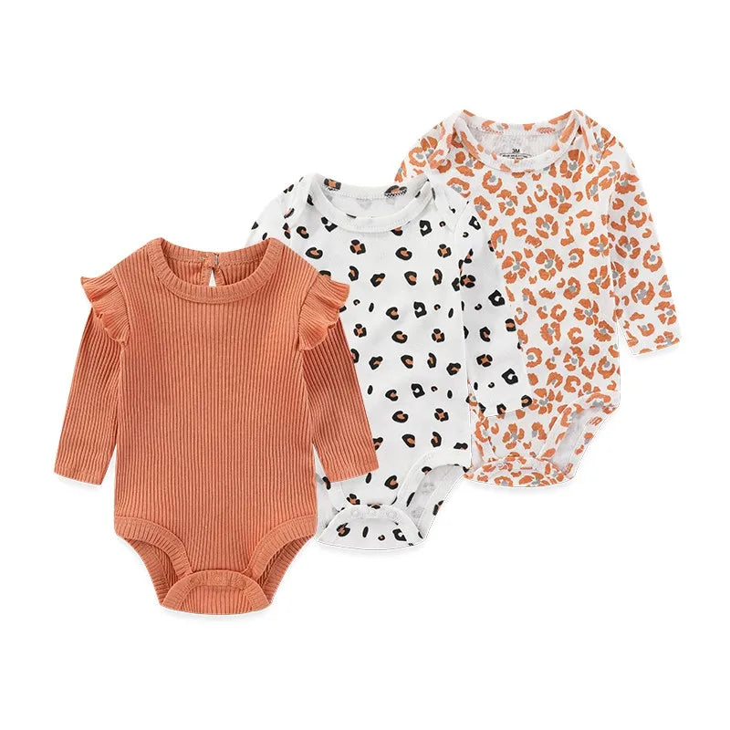 Kiddiezoom 3 Pcs Cotton Long Sleeve Baby Bodysuit