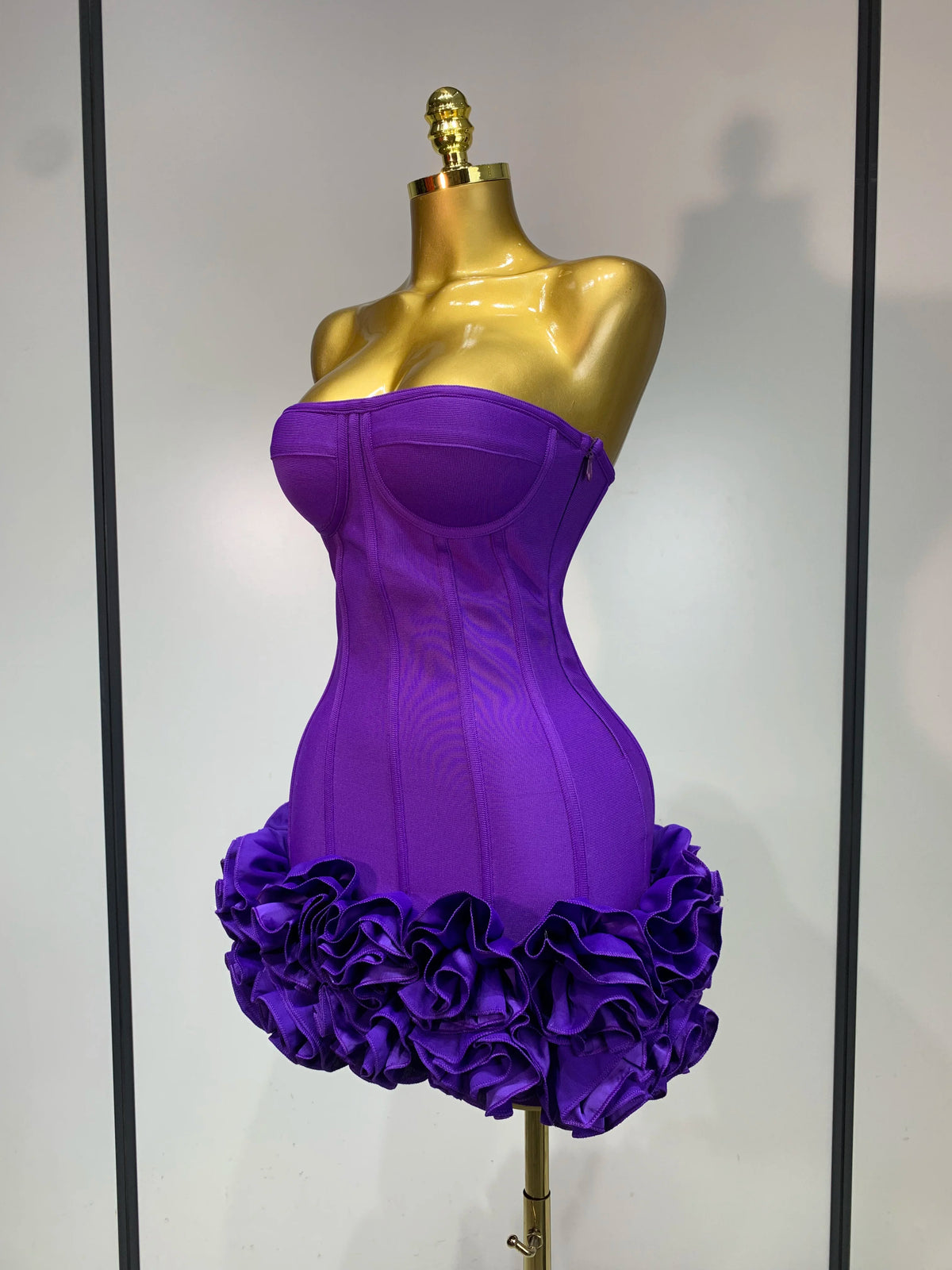 Women Strapless Backless Flower Embellished Mini Dress