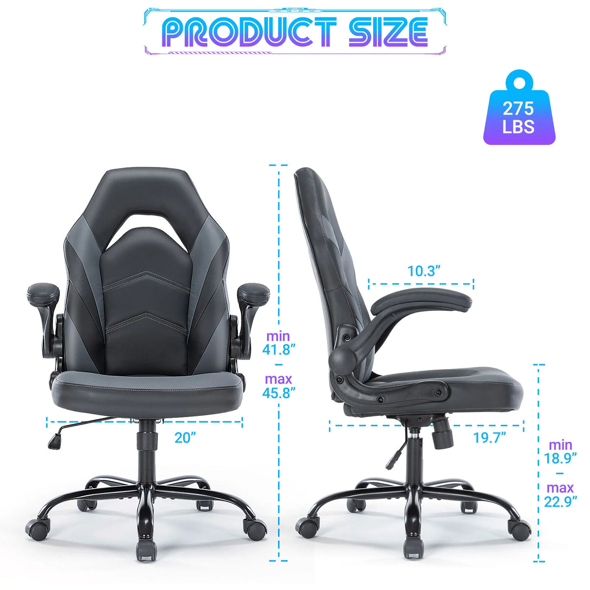 JHK Adjustable PU Leather Gaming Desk Chair