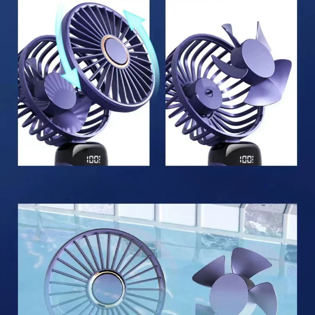 Portable Rechargeable Handheld Fan with LED Display