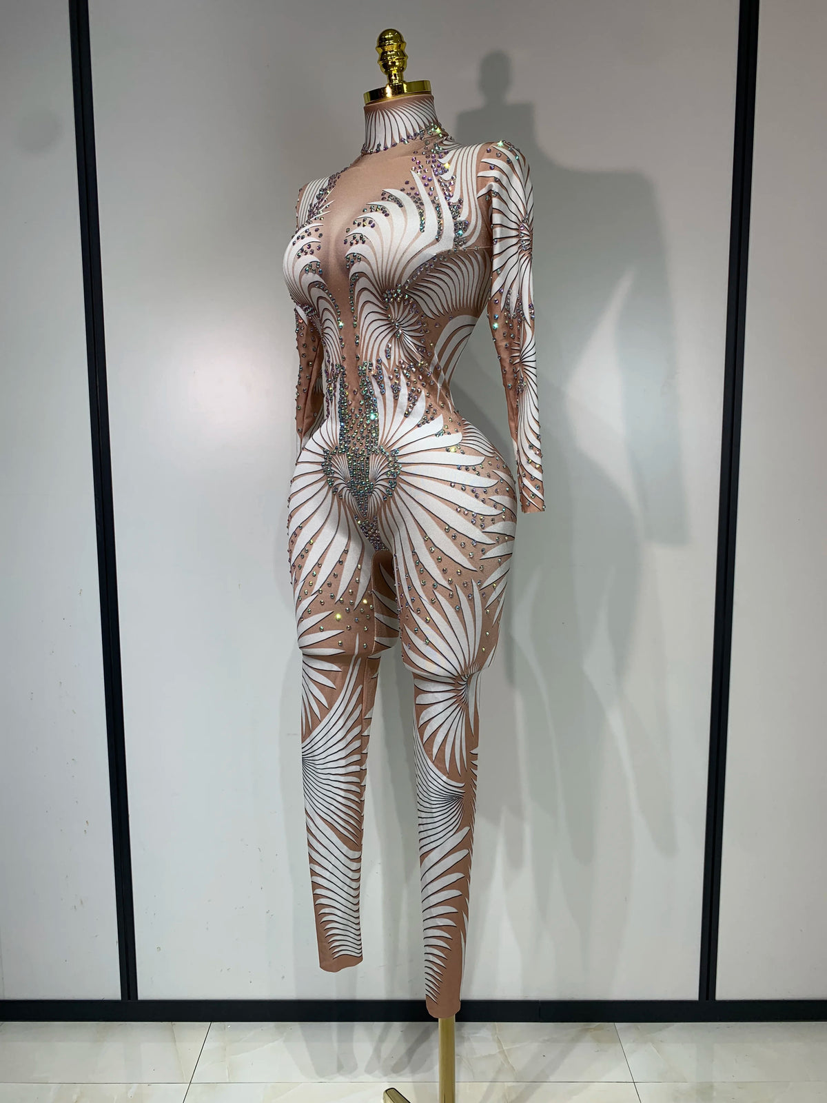 Sparkly Diamond Mesh Jumpsuit for Women