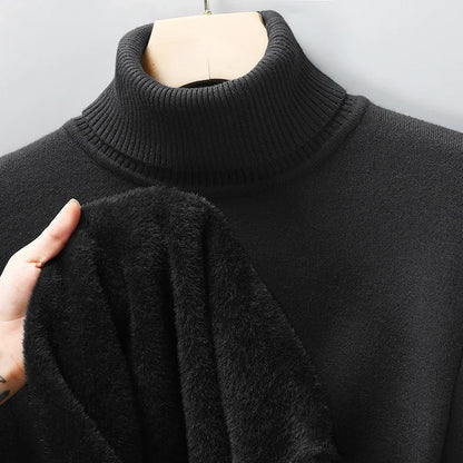 Mens Knitted Turtleneck Sweater Slim Fit Casual