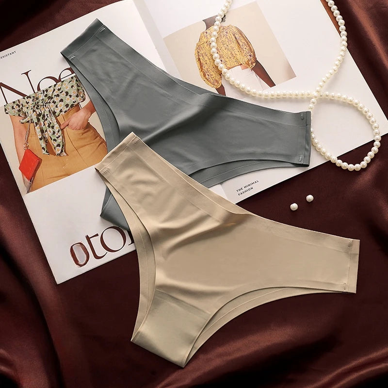 4PCS Seamless Brazilian Panties Cool Ice Silk Low Waist