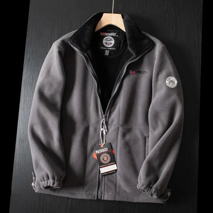 Windproof Fleece Padded Jacket for Men, Large Size