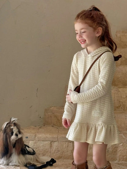 Hooded Knitted Lace Dress for Girls
