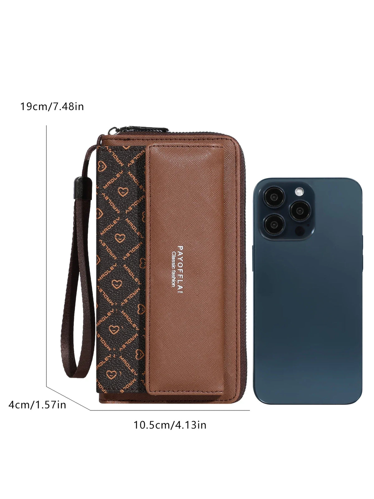 Men's Faux Leather Double Layer Wallet with Zippered Card Holder