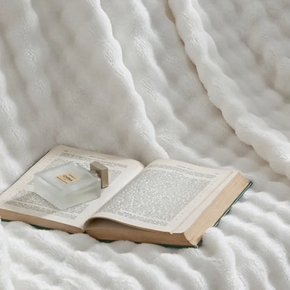 3D Bubble White Plush Fleece Throw Blanket