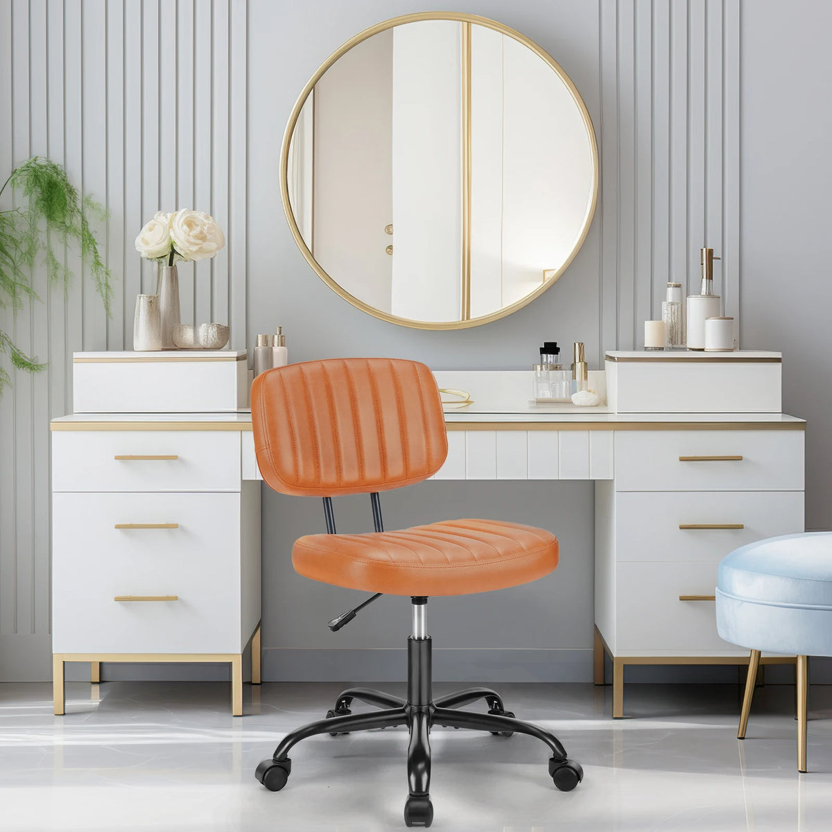 Height Adjustable PU Leather Office Desk Chair