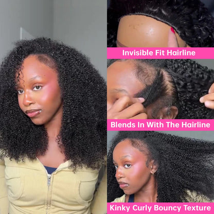 Kinky Curly Half Wig 250 Density Human Hair 26 Inch
