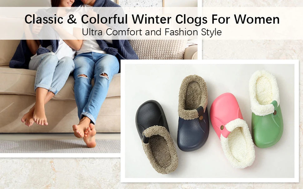 Litfun Winter Plush Furry Clogs Slippers for Women