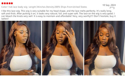 Body Wave Wig 46 Inches Chocolate Brown Remy Hair