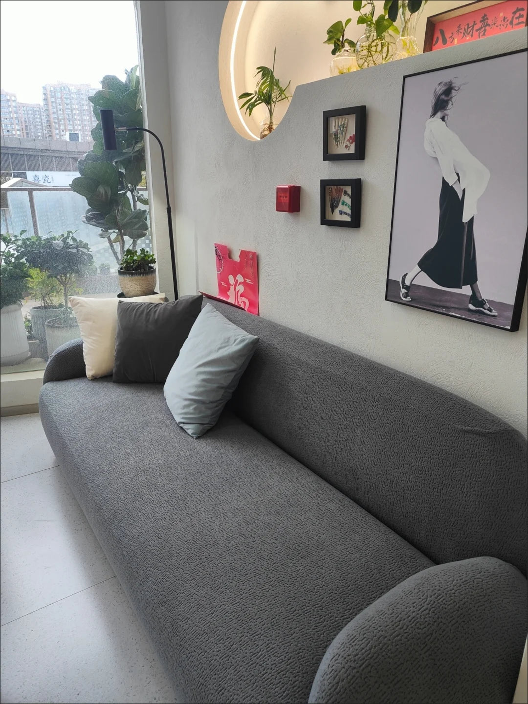 Adjustable Velvet Sofa Cover for L Shape Couch