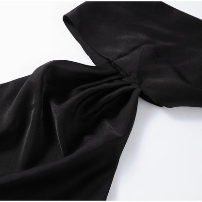 Elegant Halter Dress Women Solid Backless Maxi Dress