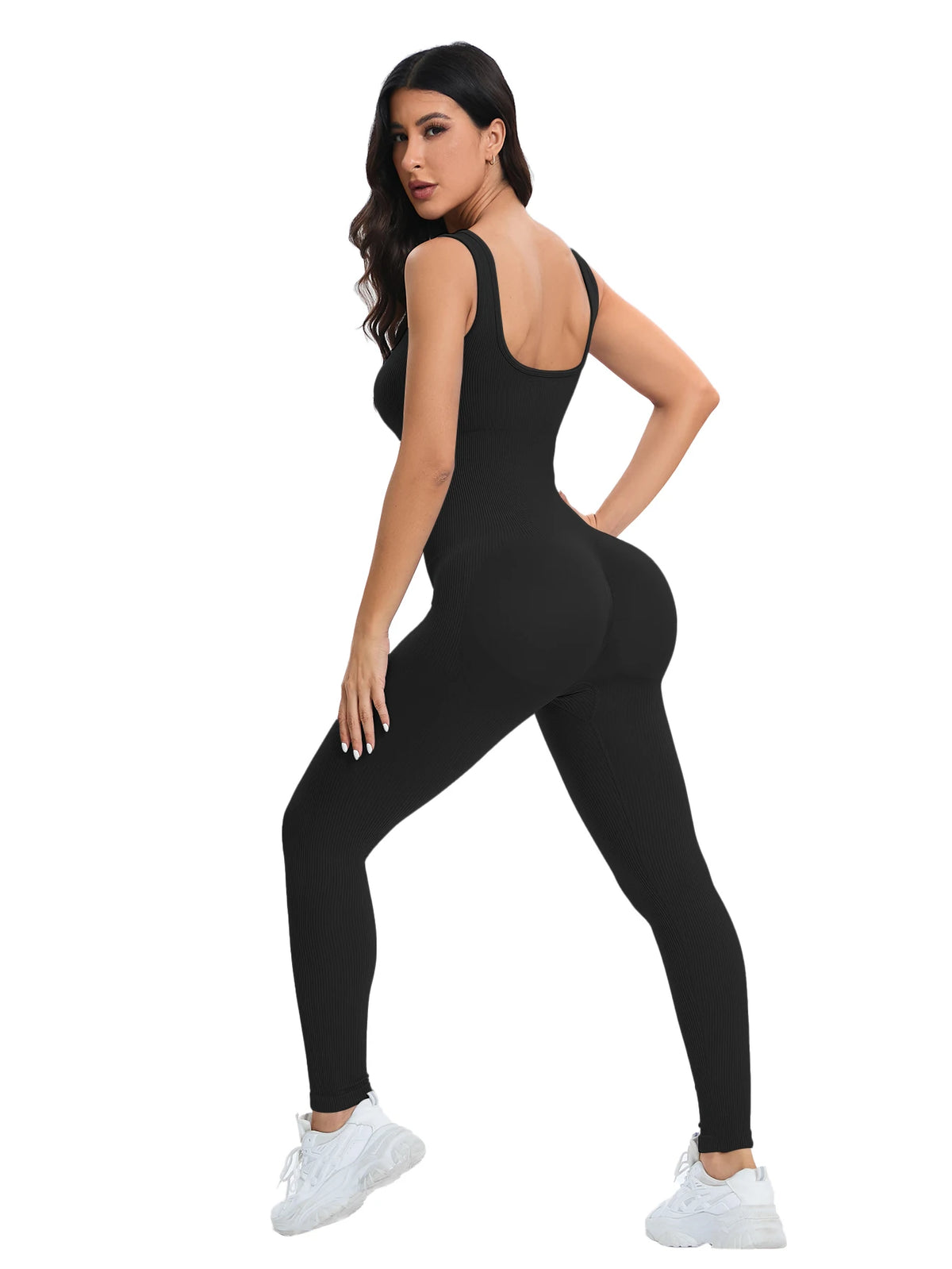 Ribbed Shapewear Jumpsuit with Built-In Bra