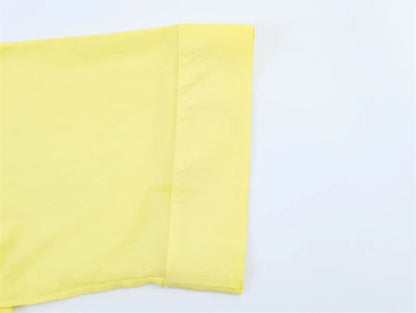 Women's Yellow Long Sleeve Shirt with Knot Decoration
