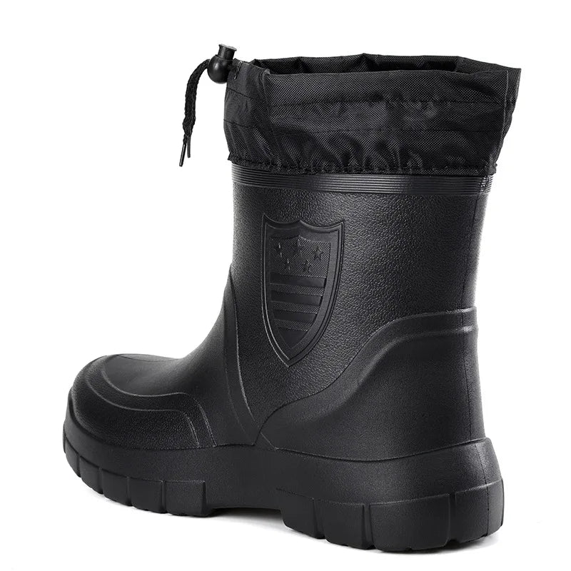 Men's Waterproof Velvet Rain Boots Casual Short Boot