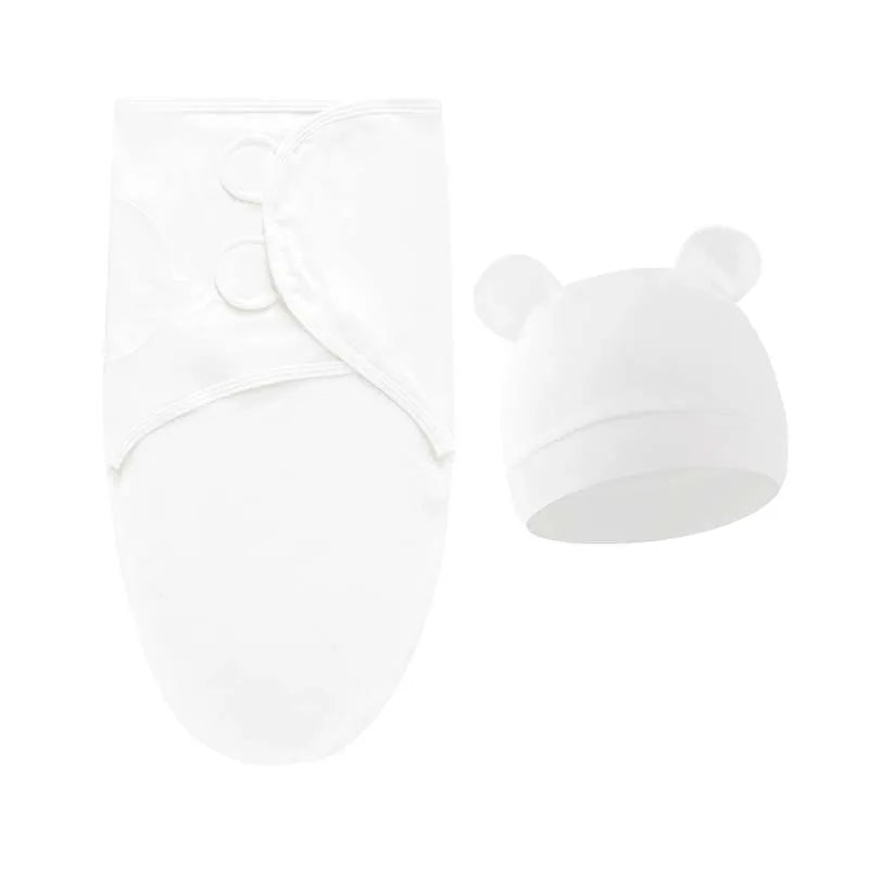 Cartoon Printed Cotton Baby Blanket Hat Set