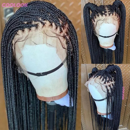 Cornrows Braided Wig 36 Inches Synthetic Hair Black