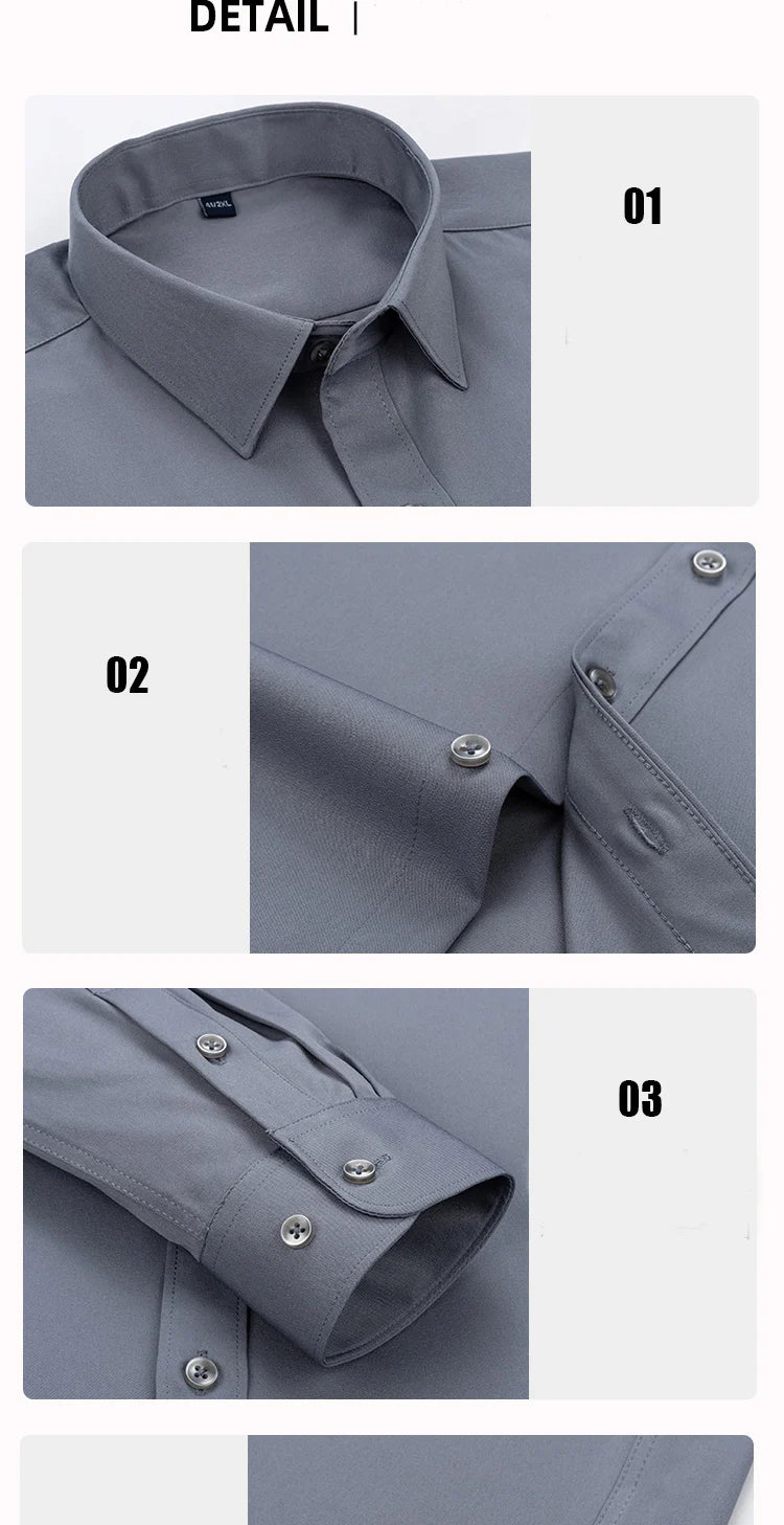 Men's Slim Fit Solid Color White Dress Shirt