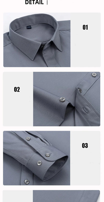 Men's Slim Fit Solid Color White Dress Shirt