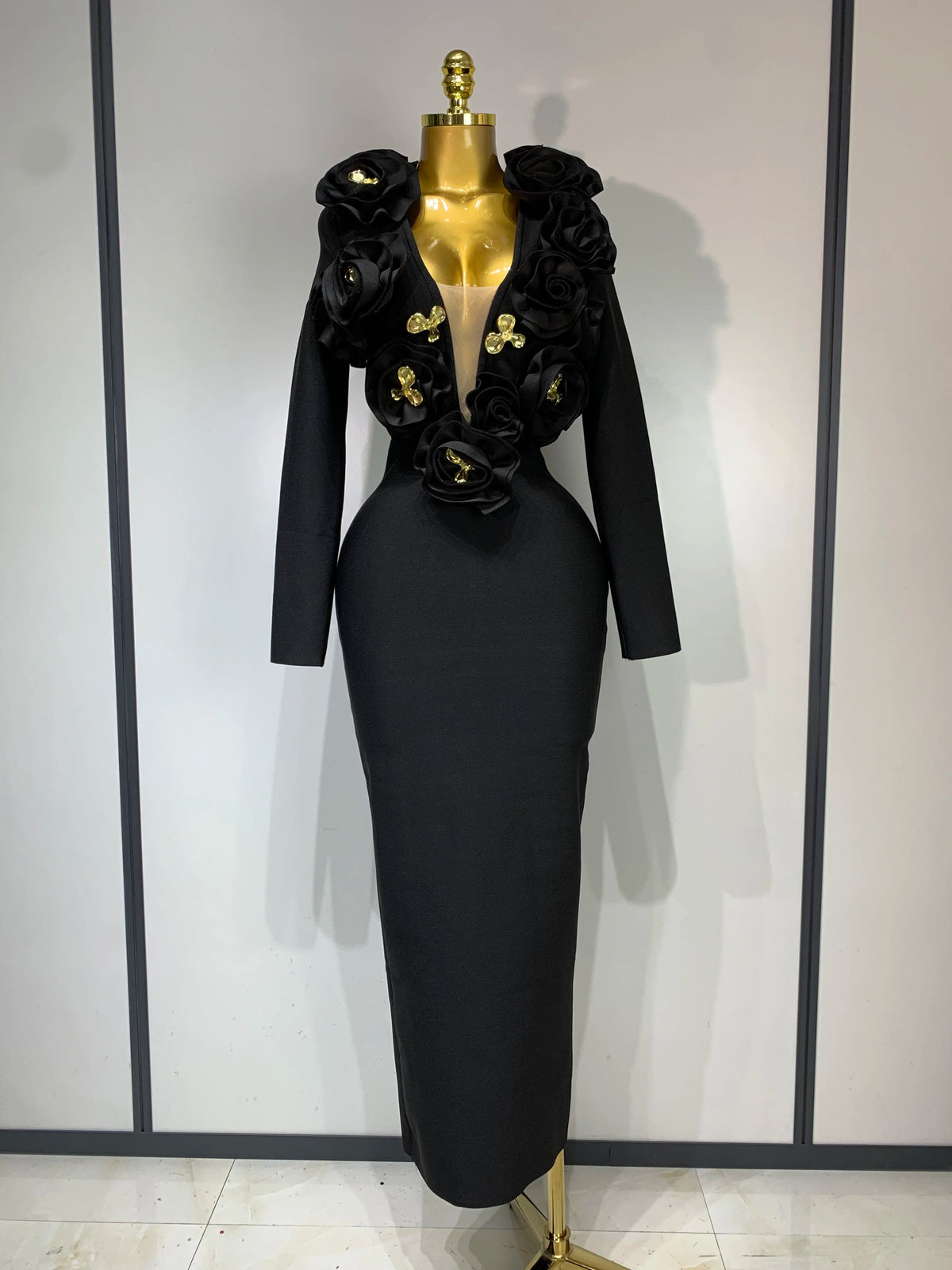 3D Flower Sleeveless Bodycon Bandage Dress Women