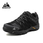 HIKEUP Men's Suede Leather Hiking Shoes Black Gray Khaki