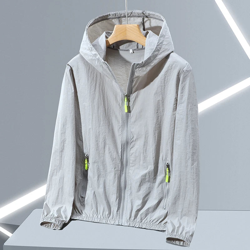 Men's Thin Ice Silk Hooded Sun Protection Jacket