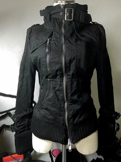 Hooded Women Zipper Sweatshirt Casual Grunge Jacket