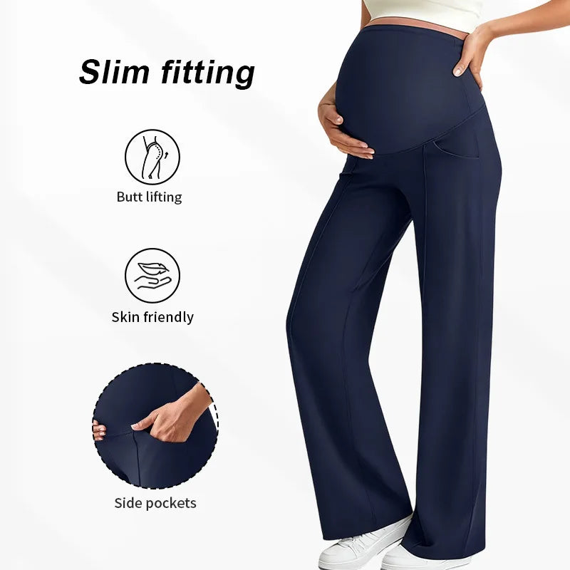 Plus Size Maternity Wide-Leg Pants Natural Color