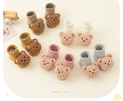 Cute Cartoon Bear Baby Socks Cotton Anti Slip Warm