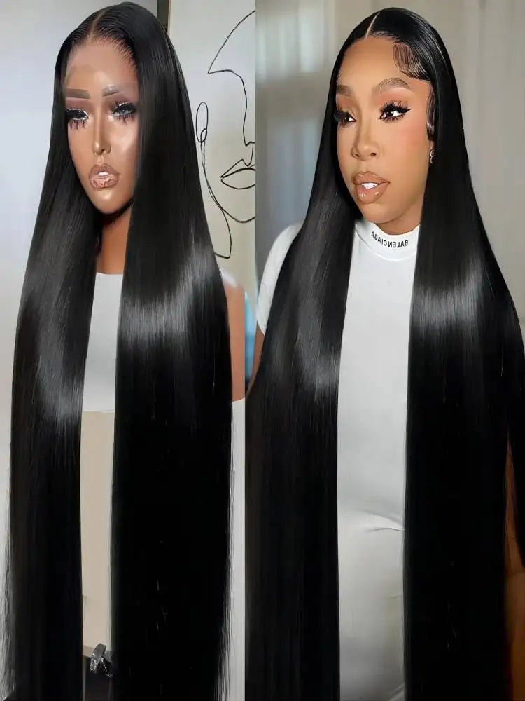 HD Transparent Bone Straight Lace Front Wig 40 46 Inch Brazilian Hair