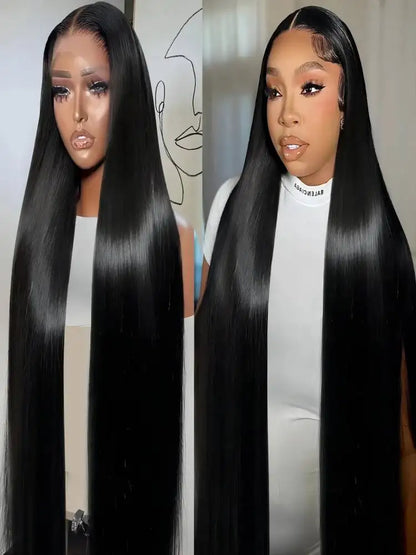 HD Transparent Bone Straight Lace Front Wig 40 46 Inch Brazilian Hair