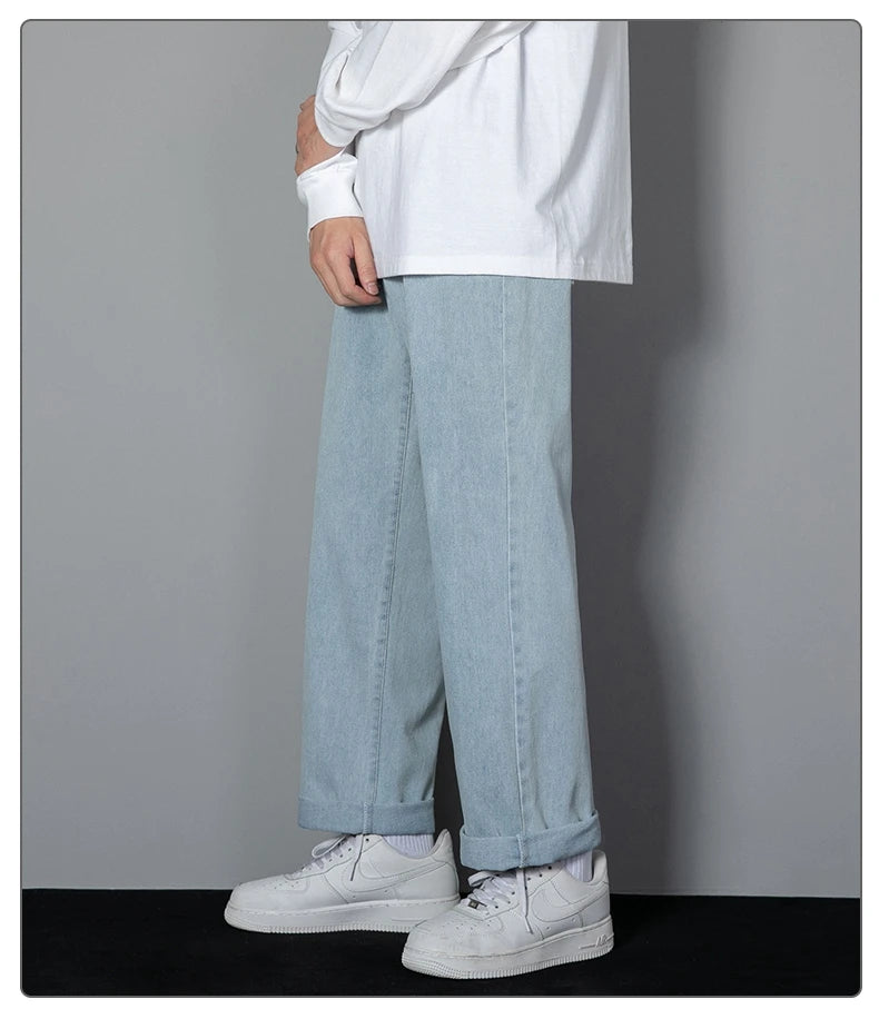 Men's Casual Straight Denim Jeans in Light Blue