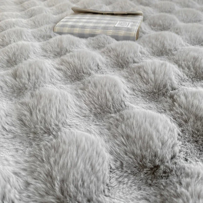 Fluffy Plush Fitted Bed Sheet Rabbit Fleece Solid Color