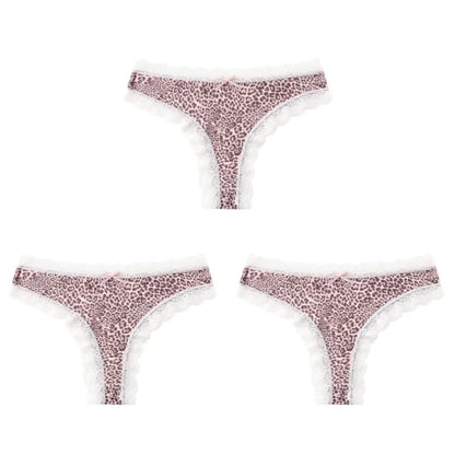 BZEL Women Lace Thong Panties Low-Waist G-String Leopard