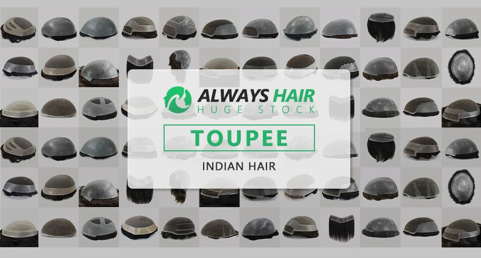 PU Men Toupee Indian Human Hair 130% Density Wig