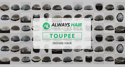 PU Men Toupee Indian Human Hair 130% Density Wig