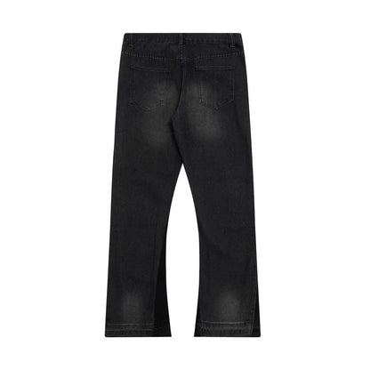 Washed Denim Trousers for Men with Micro-Flared Style