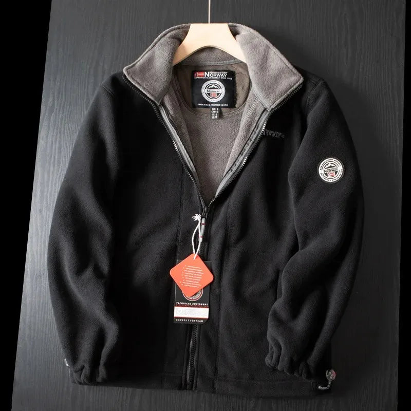 Windproof Fleece Padded Jacket for Men, Large Size
