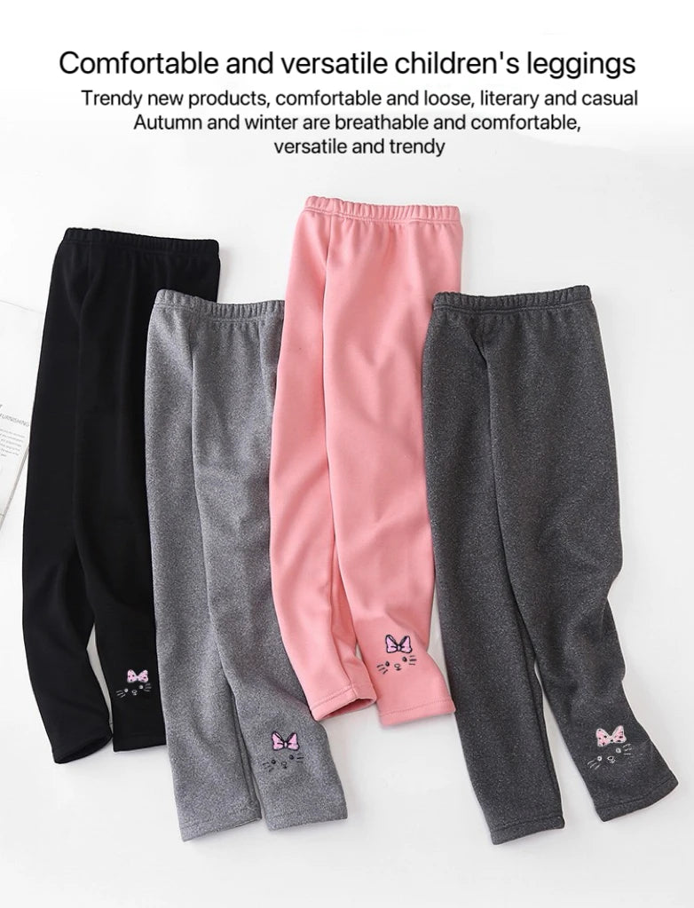 Fleece-Lined Thermal Leggings for Girls