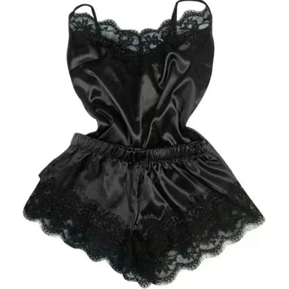 Summer Lace Polyester Pajama Set for Women