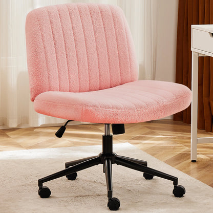 JHK Armless PU Leather Office Chair with Wheels