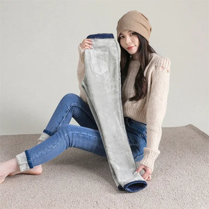 Women's Winter Plush Stretch Skinny Jeans