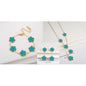 18k Gold-Plated Five-Leaf Flower Jewelry Set