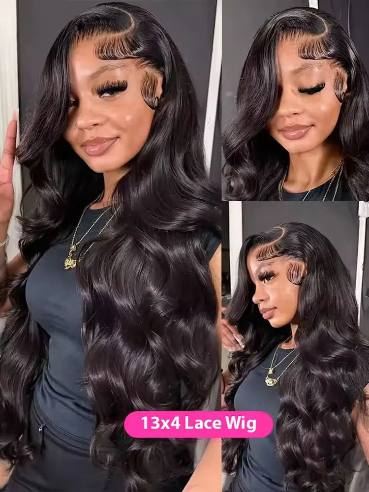 42 Inch 250% Density Body Wave Lace Front Wig Black