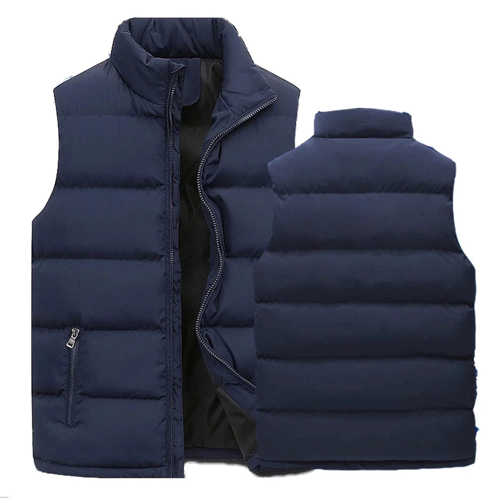Men's Warm Sleeveless Vest Jacket with Zipper
