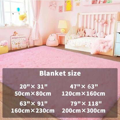 Black Plush Long-Pile Carpet, Soft Non-Slip Rug